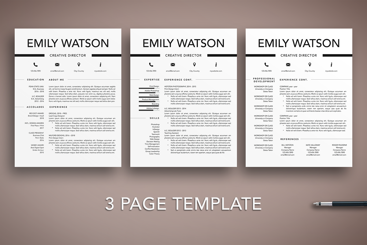 Minimal Resume Template Word/Pages, a Resume Template by The Creative Resume (Photo 3 of 8)