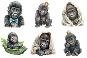 Baby Gorilla Clipart., a Graphic by CitraGraphics (Thumbnail 3 of 4)