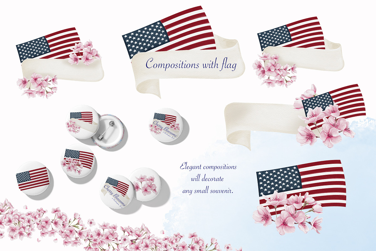 Cherry Blossoms clip art watercolor, an Illustration by Alena Sid (Photo 13 of 16)