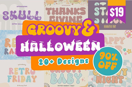 Groovy and Retro Halloween Fonts, a Handwritten Font by Brown Cupple
