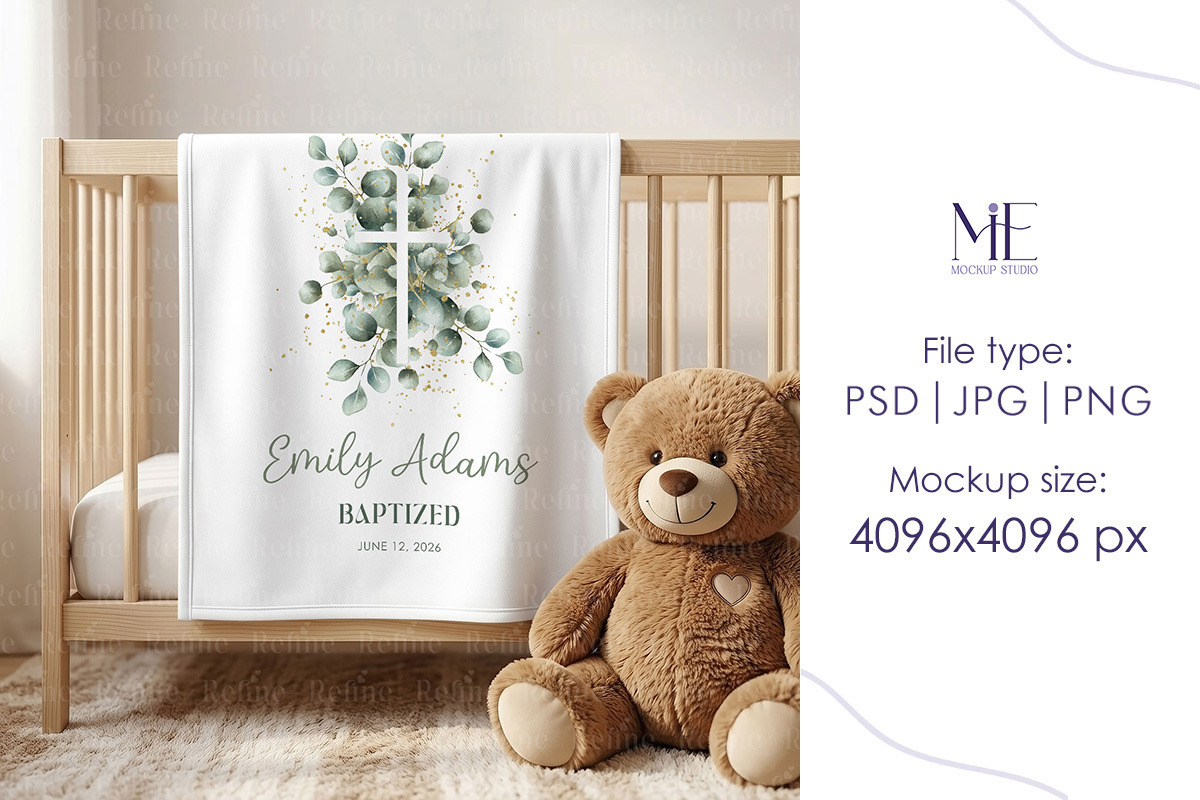 Baby Blanket Mockup 30x40 Canva PSD, a Household Mockup by Mie Mockup Studio (Photo 3 of 6)