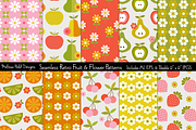Retro Fruit Flower Patterns, a Pattern Graphic by Melissa Held Designs (Thumbnail 1 of 6)