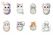 Easter Eggshell Cats PNG Clipart., an Animal Illustration by KennedyStudio (Thumbnail 2 of 5)