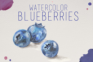Watercolor Blueberries