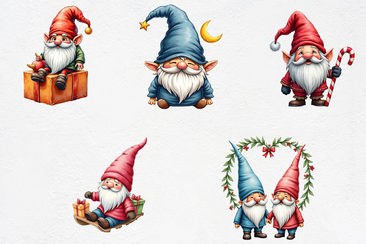 Lridescent Christmas Cute Gnome Clip, an Illustration by CrexoraLab (Photo 3 of 5)
