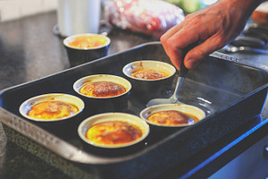 Ramekins with creme caramel, a Food & Drink Photo by Patricia Hofmeester