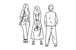 crowd queue line vector, a Person Illustration by pikepicture