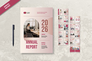 Pink Modern Company Annual Report, a Magazine Template by UICreative