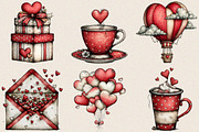 Whimsical Valentines Day Clipart Bu, an Illustration by SVGArt (Thumbnail 2 of 8)