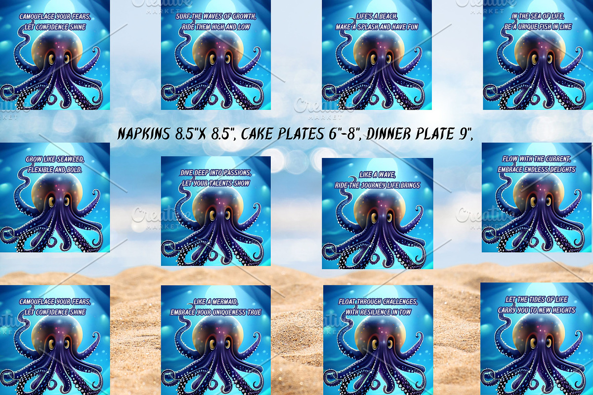 Custom art, Octopus birthday bundle, an Invitation Template by Boho Pixel Dust (Photo 5 of 5)