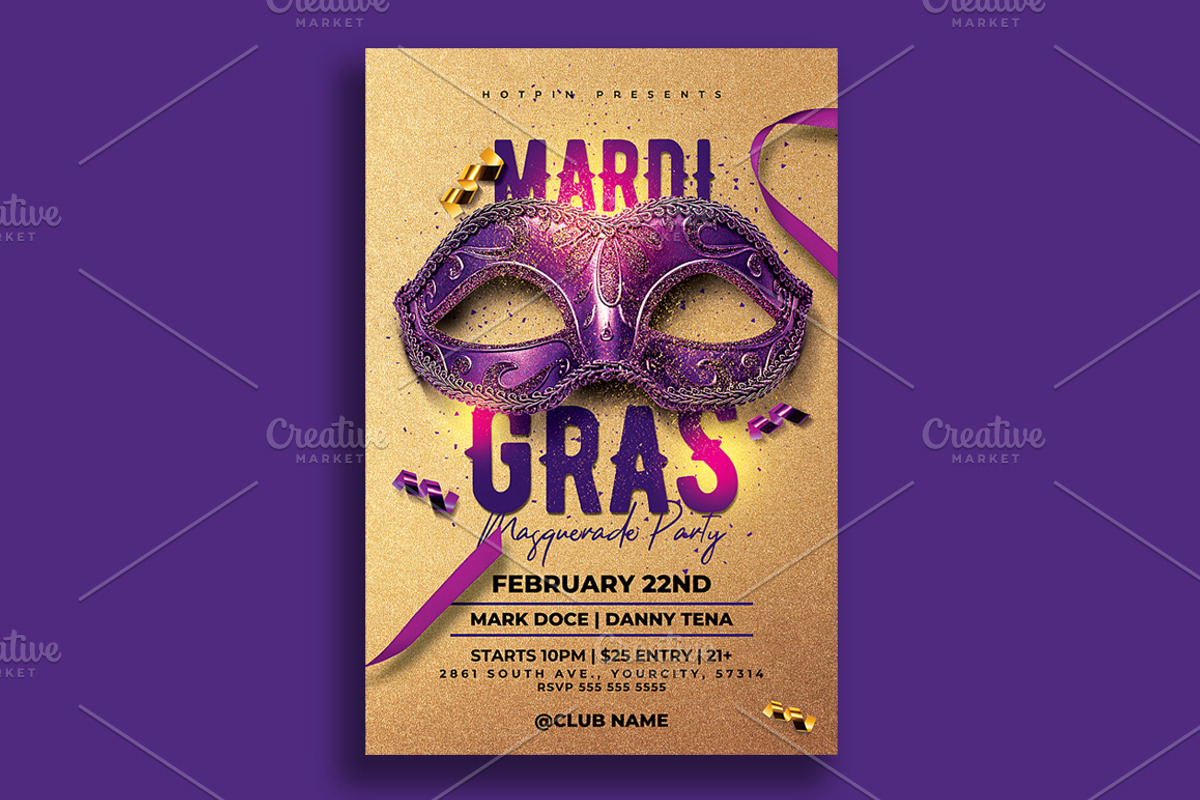 Mardi Gras Flyer Template, a Flyer Template by Hotpin (Photo 2 of 4)