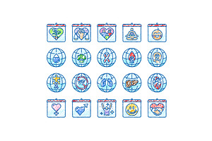 international day holidays icons, an Object Illustration by pikepicture