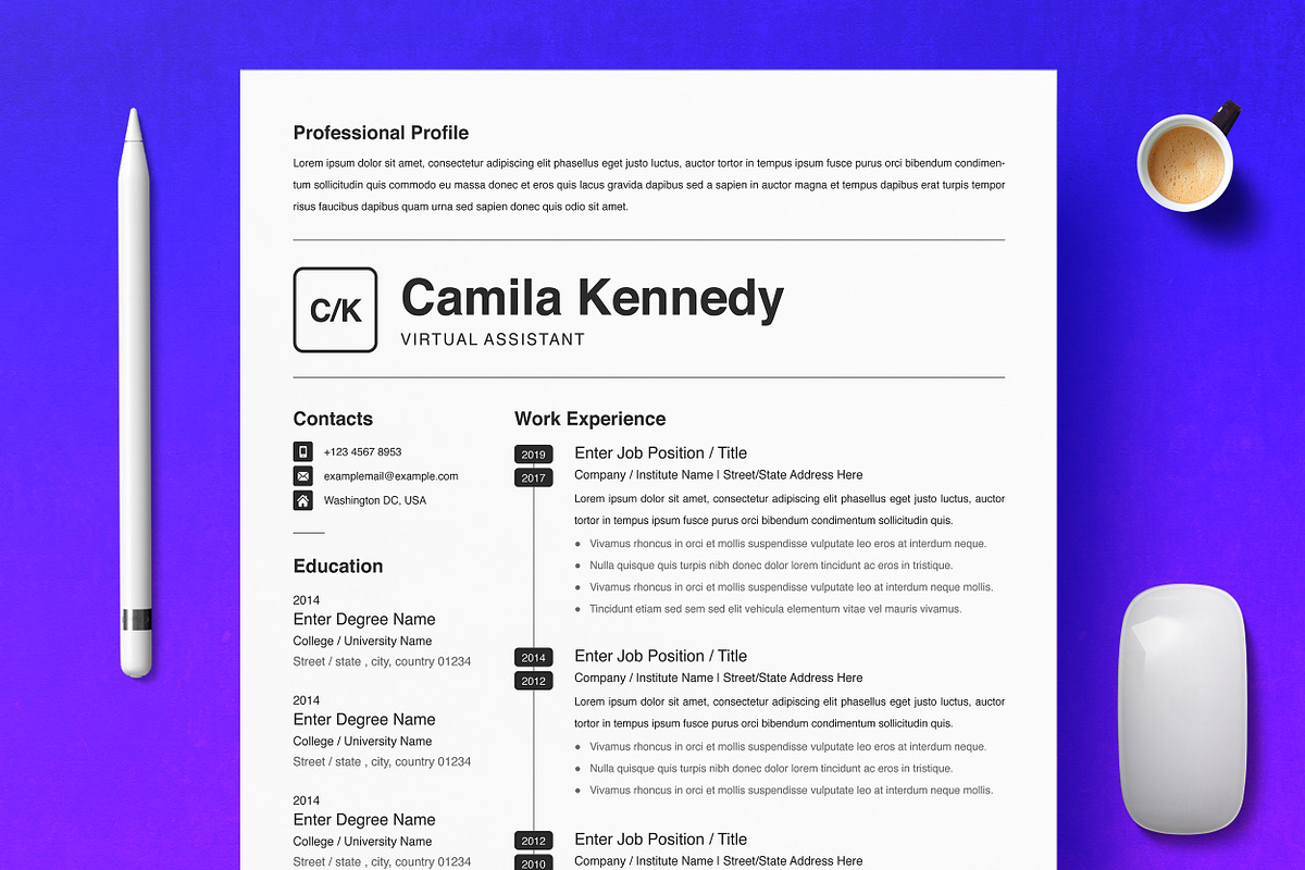 Simple-Clean Word & Pages Resume, a Resume Template by ResumeInventor