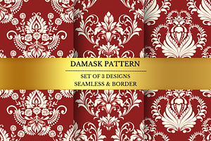 Floral Damask Pattern, a Pattern Graphic by wind mill