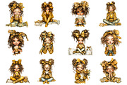 Whimsical Coffee Girls Clipart, a Seasonal Illustration by CitraGraphics (Thumbnail 3 of 7)