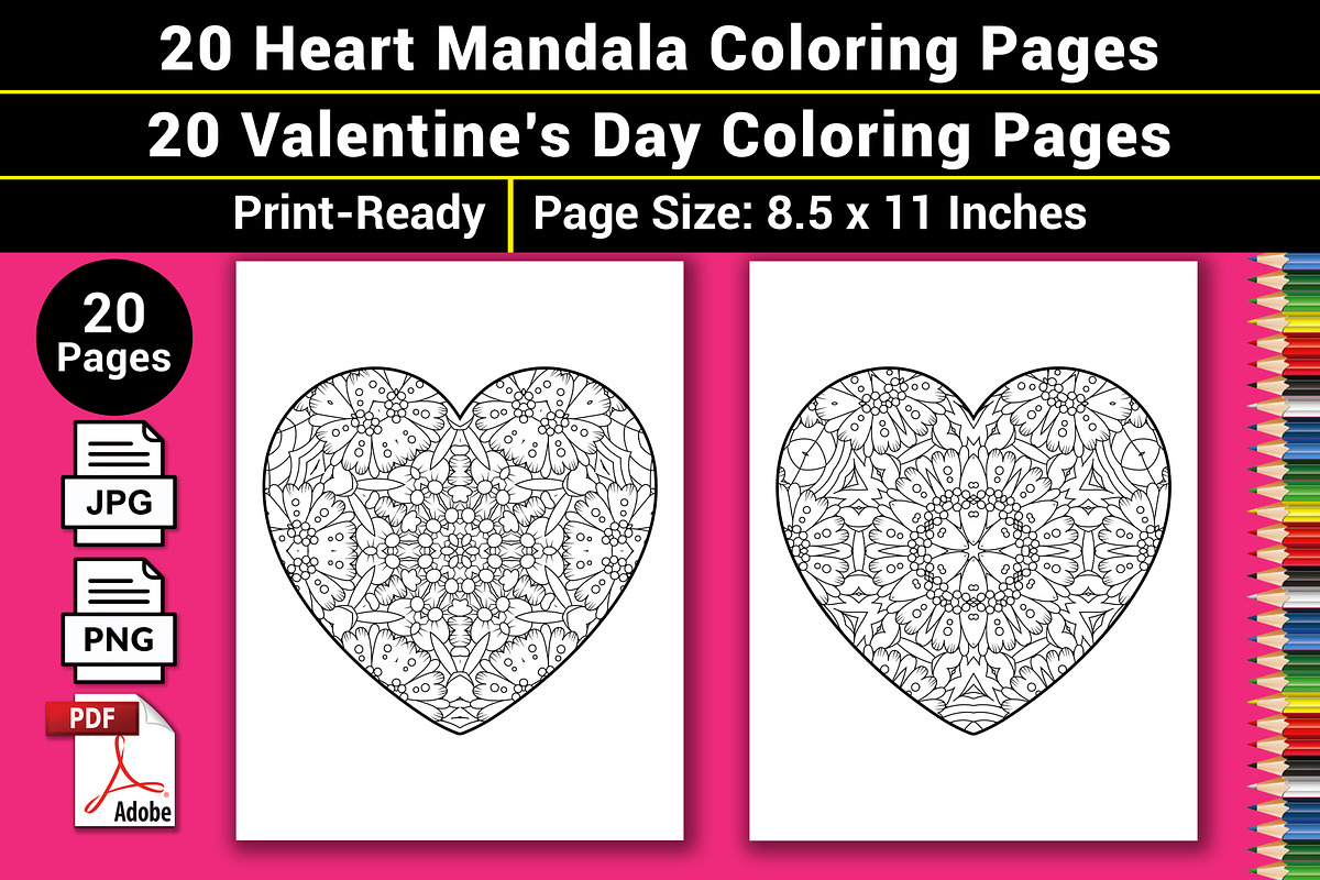 Valentine's Day Coloring Pages Vol-2, an Object Illustration by mirajeee (Photo 3 of 4)