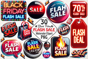 Black Friday Flash Sale PNG Bundle, an Illustration by RobertsArt