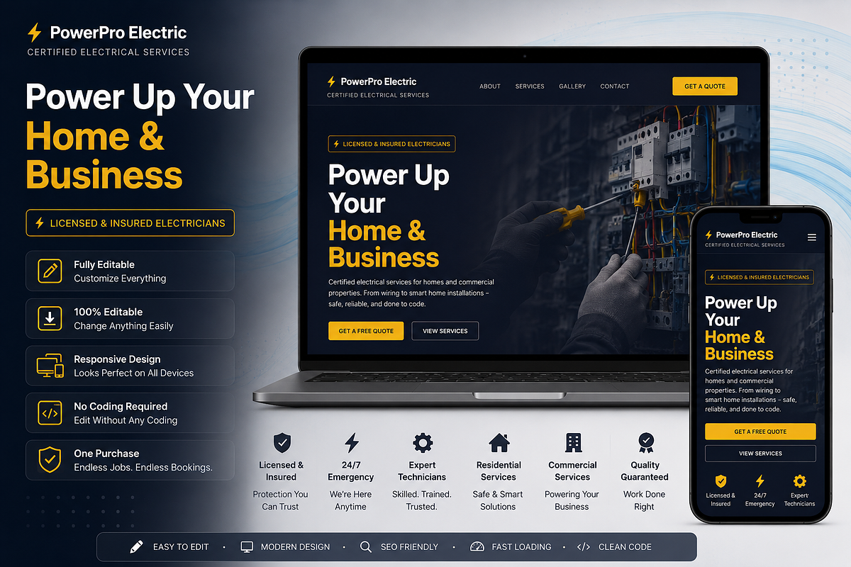 Electrician Website Template, a HTML Template by DigitalsDesigns (Photo 1 of 5)