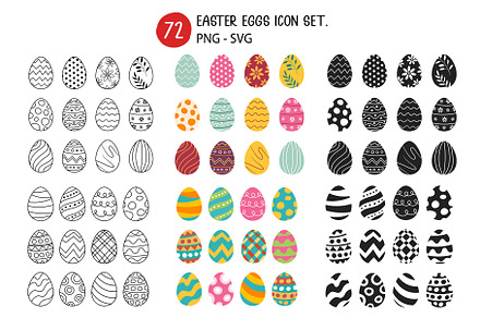 Easter Eggs Icon Set.