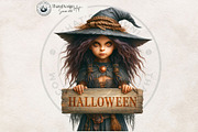 Halloween Little witches Cliparts, a Seasonal Illustration by ThatsDesignArt (Thumbnail 11 of 17)