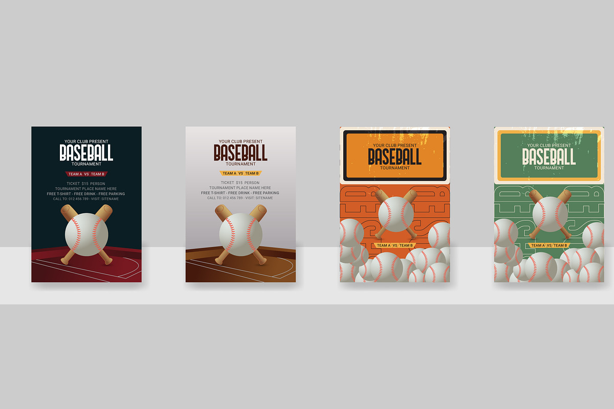 A set of Baseball Flyer Design, a Flyer Template by Kazi Hossain