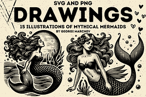 Magical Mermaid Illustrations Bundle, a Person Illustration by Ray Crimson