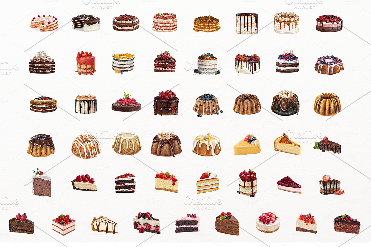 Big 49 cake bundle. VECTOR, a Food Illustration by Natalka Dmitrova art (Photo 2 of 9)