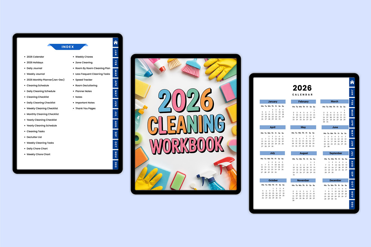 Digital 2026 Cleaning Workbook, a Stationery Template by Shumaya (Photo 4 of 4)