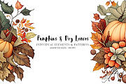 Pumpkins and Dry Leaves, an Object Graphic by Digital Art Creations (Thumbnail 1 of 8)