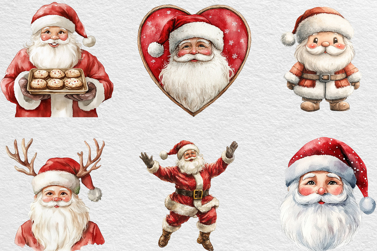 Watercolor Santa Clipart, an Illustration by Black Bird Studio (Photo 5 of 6)
