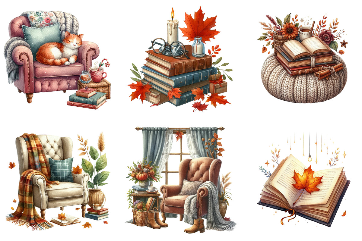 Fall Reading Nook Clipart, an Illustration by DreamArtGraphic (Photo 3 of 4)