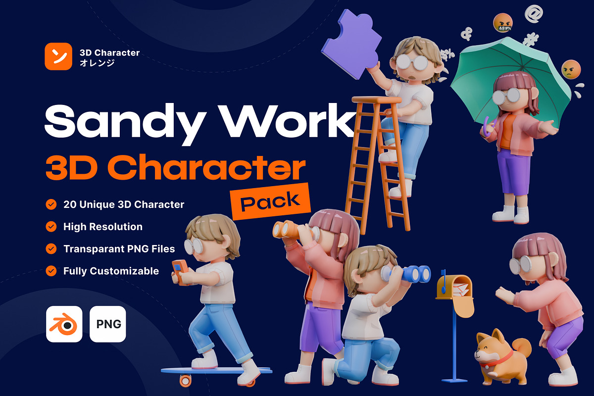 Sandy Work 3D Character, a Characters & Person 3D Model by orenjidesign (Photo 1 of 8)