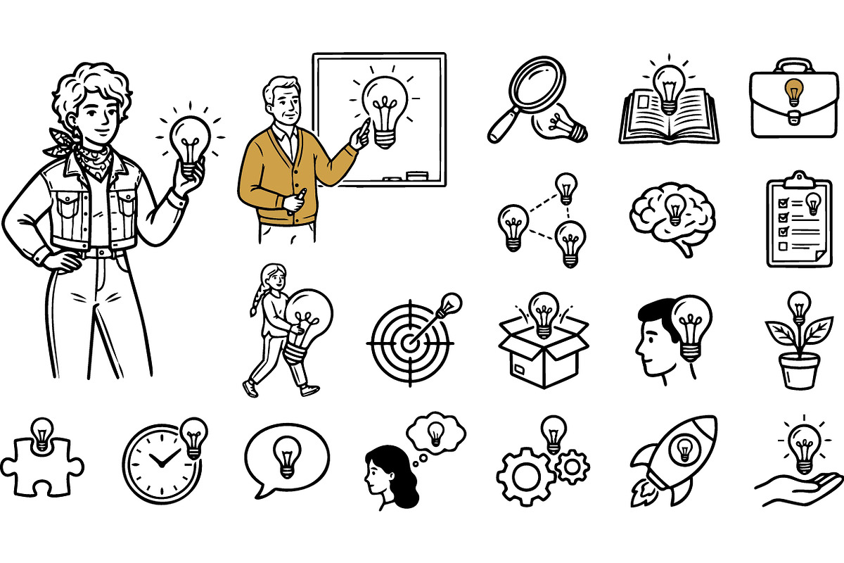 Innovative Idea Light Bulb Icons, an Illustration by designvectx (Photo 2 of 3)