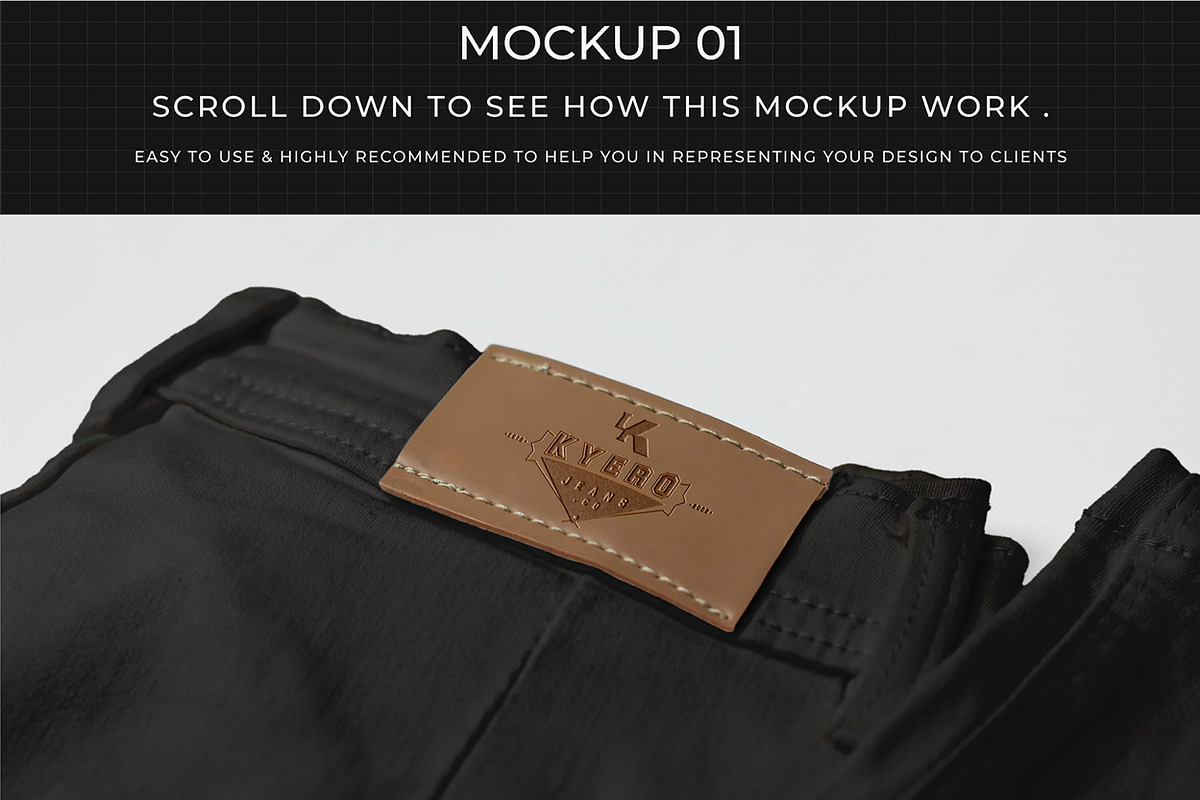 7 Apparel Jeans Labels Logo Mockup, a Bottom Mockup by Assyat (Photo 4 of 16)