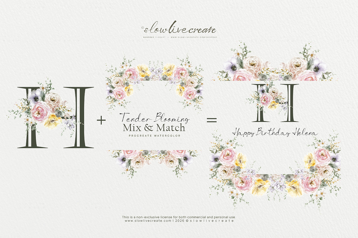 Bloom | Wedding Watercolor Florals, a Stationery Template by slowlivecreate (Photo 3 of 7)