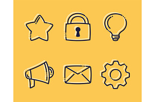 six bold business icons, an Object Illustration by studiogstock