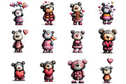 Valentines Teddy Bear Clipart, an Illustration by DreamArtGraphic (Thumbnail 2 of 4)