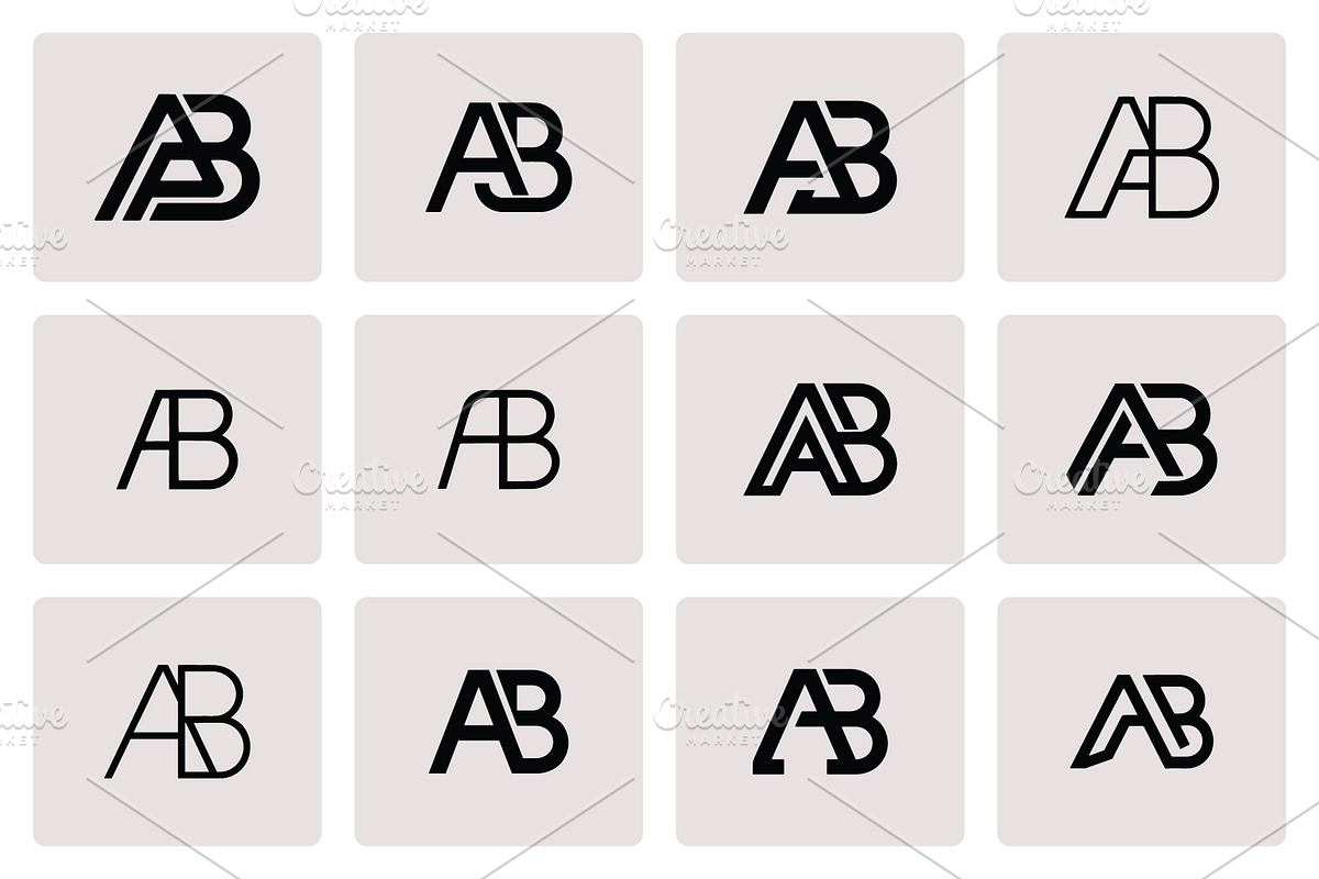 Modern AB BA Letter Logo Collection, a Branding & Logo Template by Vectorium Studio (Photo 2 of 2)