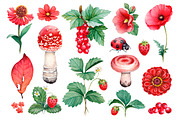 Red summer nature illustrations kit, a Texture Illustration by Sundra (Thumbnail 2 of 7)