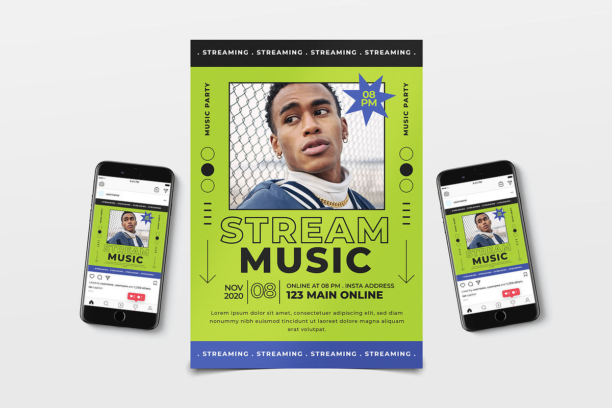 Music Streaming Instagram Post Flyer, a Flyer Template by Tokosatsu (Photo 1 of 5)