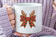 Crochet Reindeer Bow Christmas Bow, an Illustration by CraftArtStudio (Thumbnail 2 of 4)