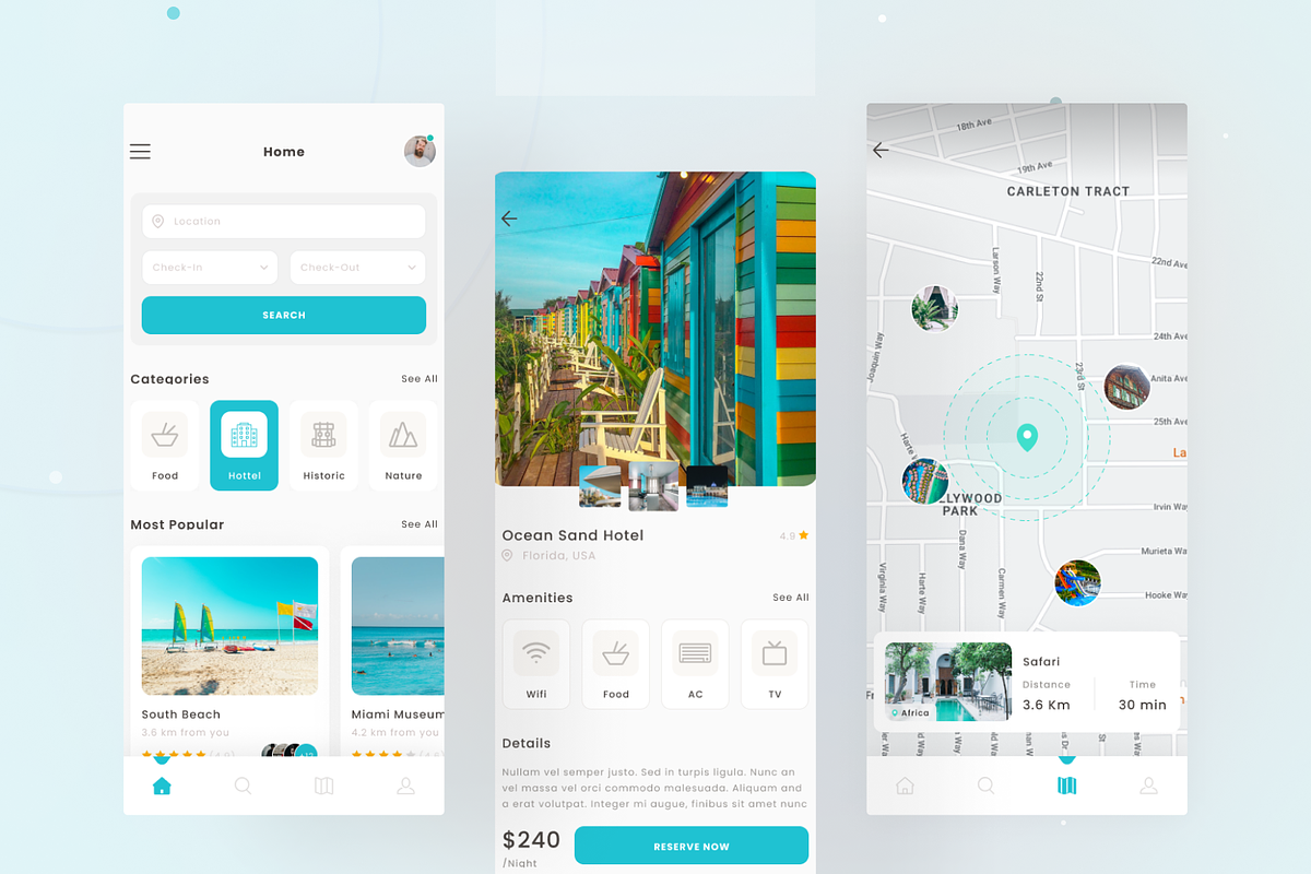 Travel Now App Design, an UI Kit Template by IFN