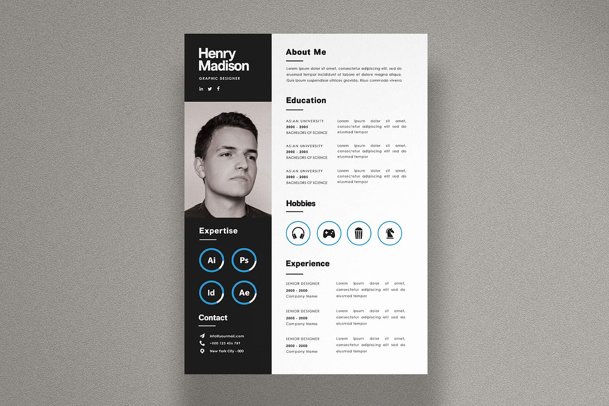 Graphic Designer Resume Template, a Resume Template by Saman Osama (Photo 2 of 2)