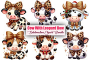 Cow With Leopard Glitter Bow Clipart, a Graphic by CitraGraphics (Thumbnail 1 of 6)