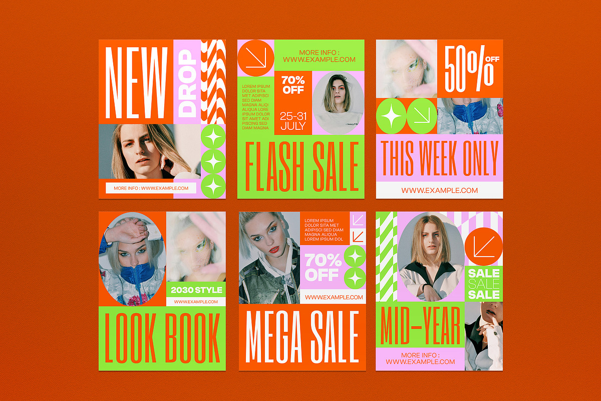 Orange Fashion Instagram Set, a Social Media Template by graphicook (Photo 2 of 3)