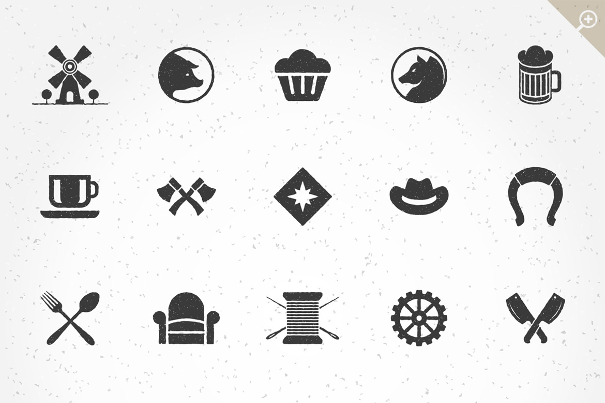 100 Retro objects for logos, a Branding & Logo Template by Vasya Kobelev