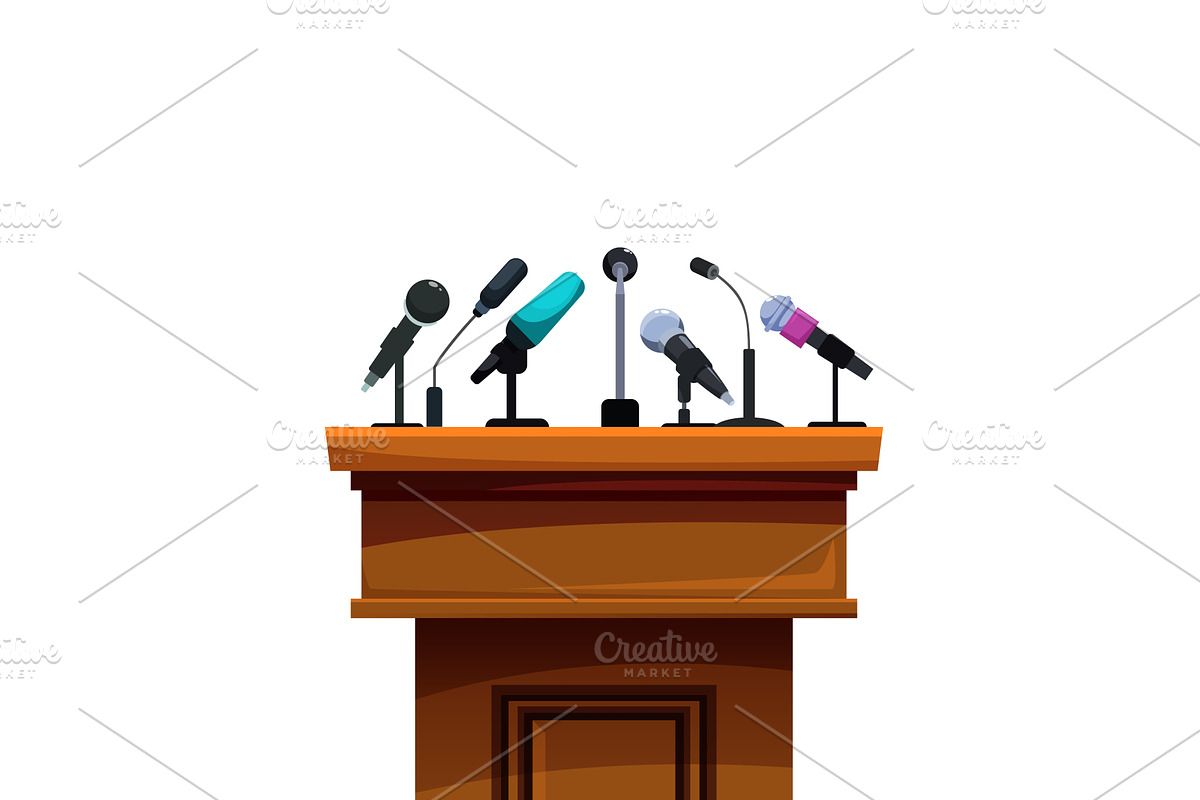 Wooden tribune with different, an Object Illustration by Valerie Bodnar