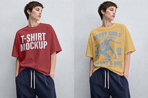 T-Shirt Mockup PSD - Female Model