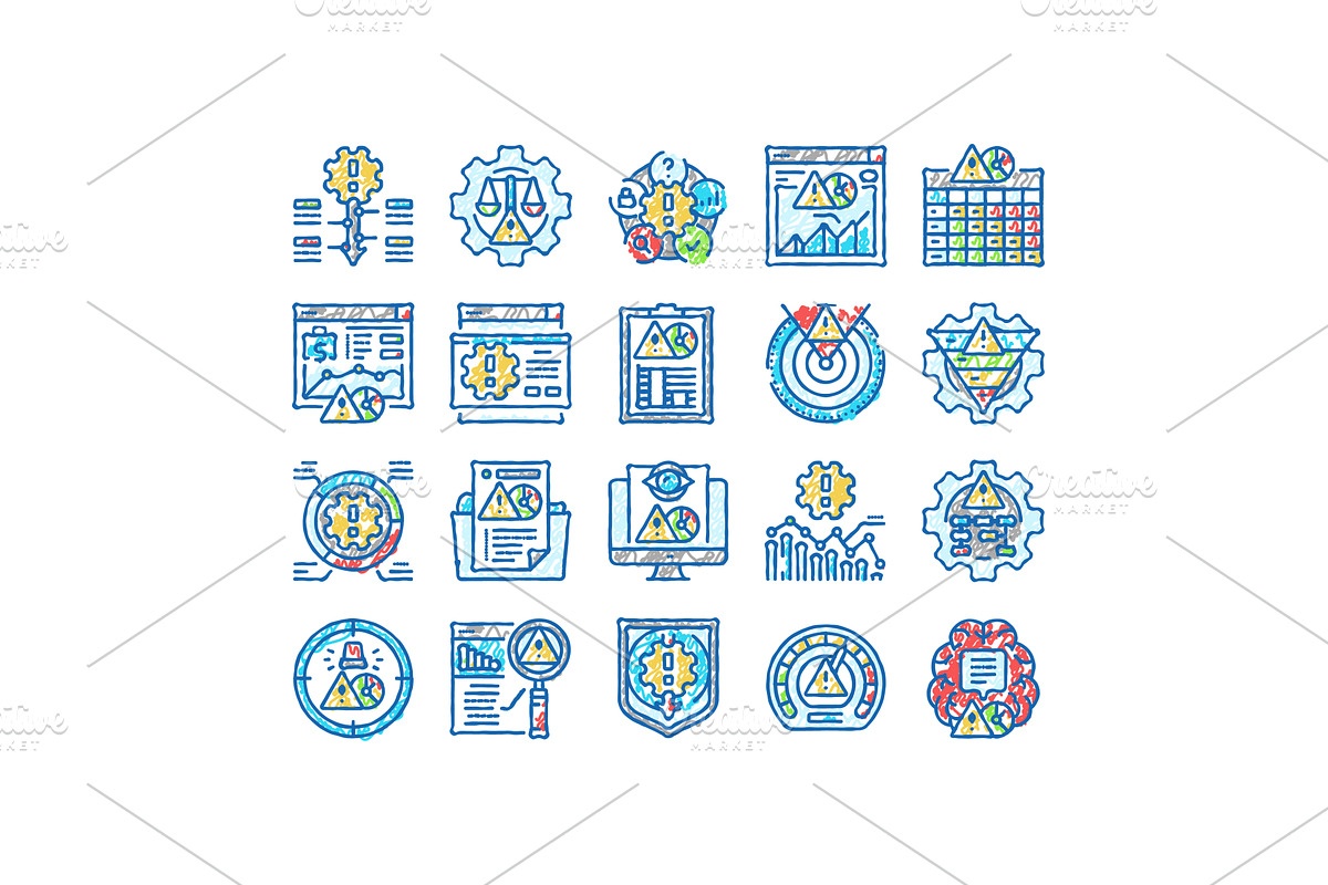 risk analyst business icons hand, an Object Illustration by pikepicture