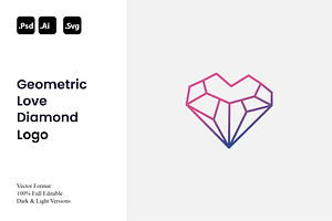 Geometric Love Diamond Logo, a Branding & Logo Template by Luxury Logos